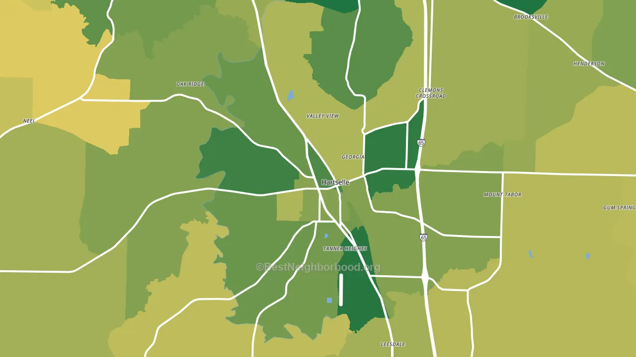 Hartselle, AL block-group voter-turnout map