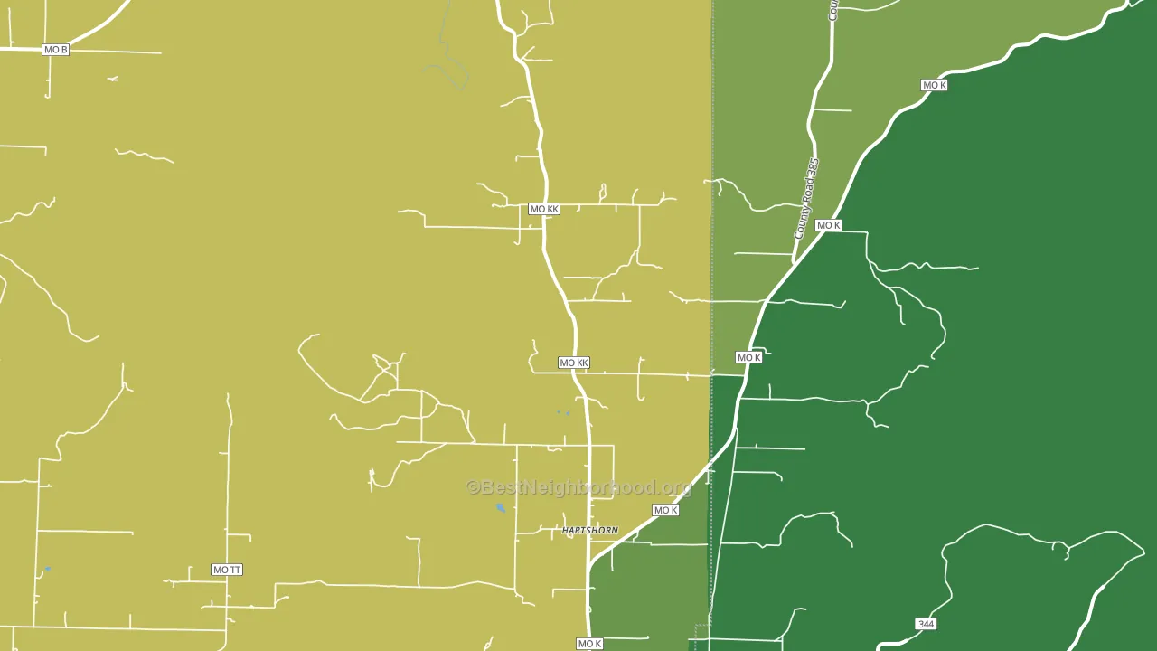 Hartshorn, MO block-group voter-turnout map
