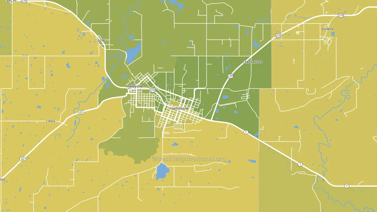 Hartshorne, OK block-group voter-turnout map