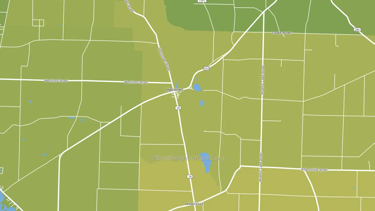 Hartstown, PA block-group voter-turnout map