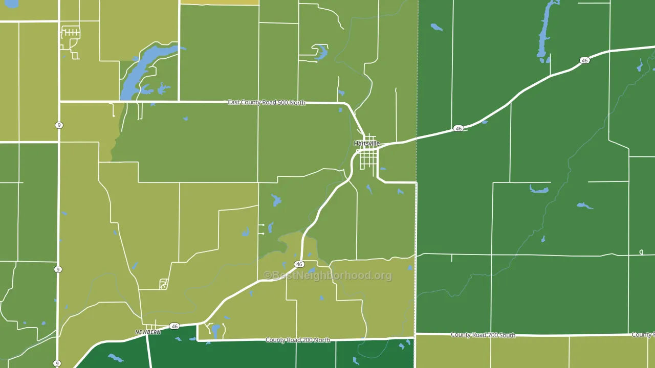 Hartsville, IN block-group voter-turnout map