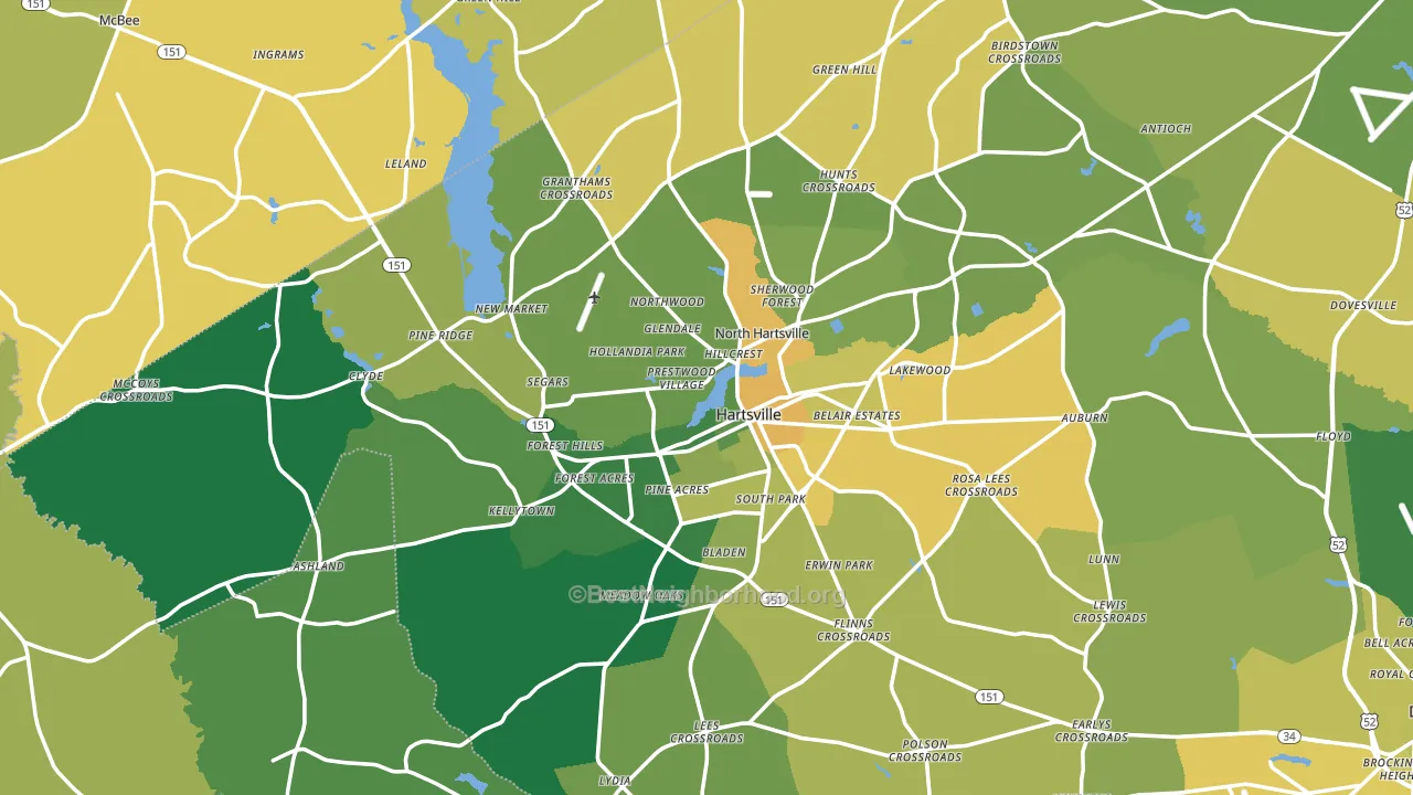 Hartsville, SC block-group voter-turnout map