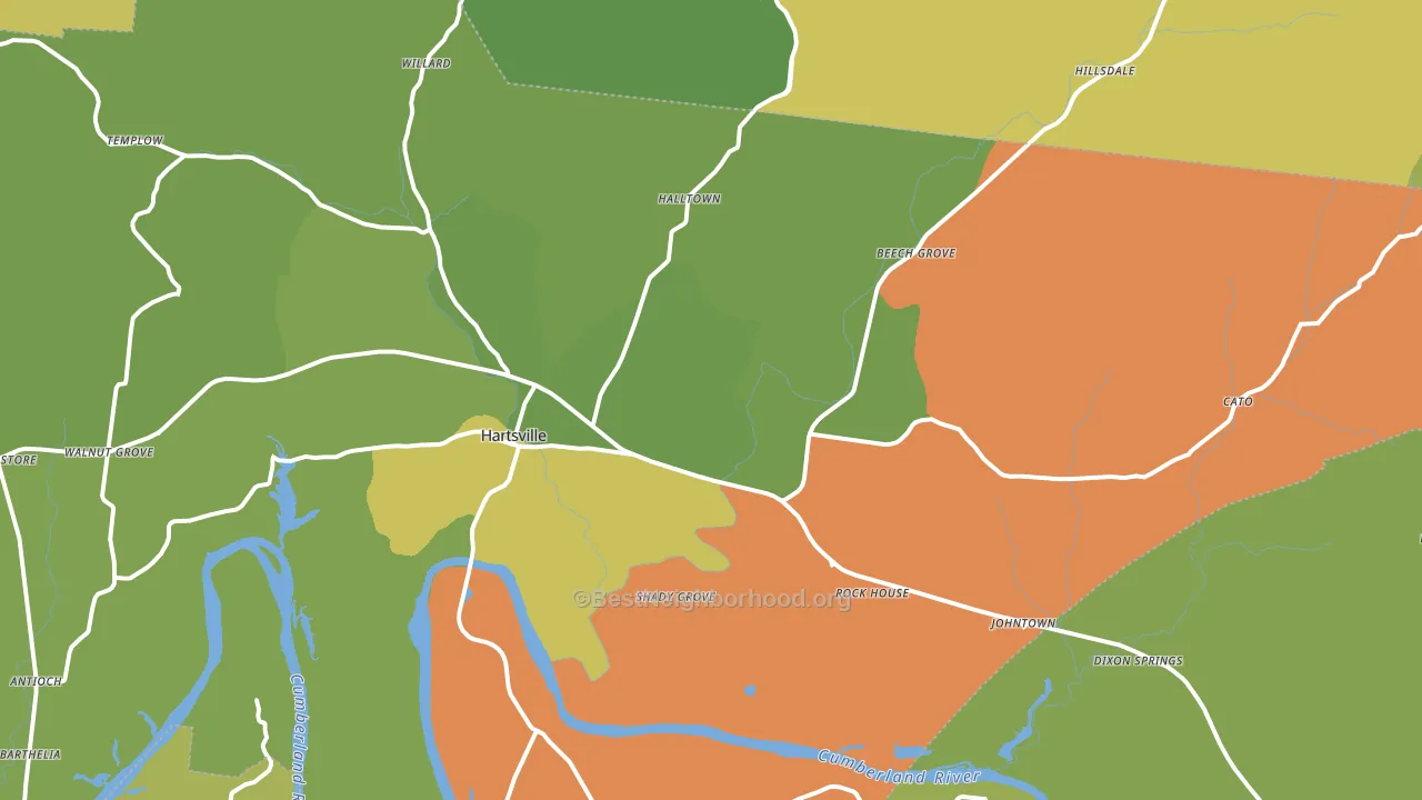 Hartsville, TN block-group voter-turnout map