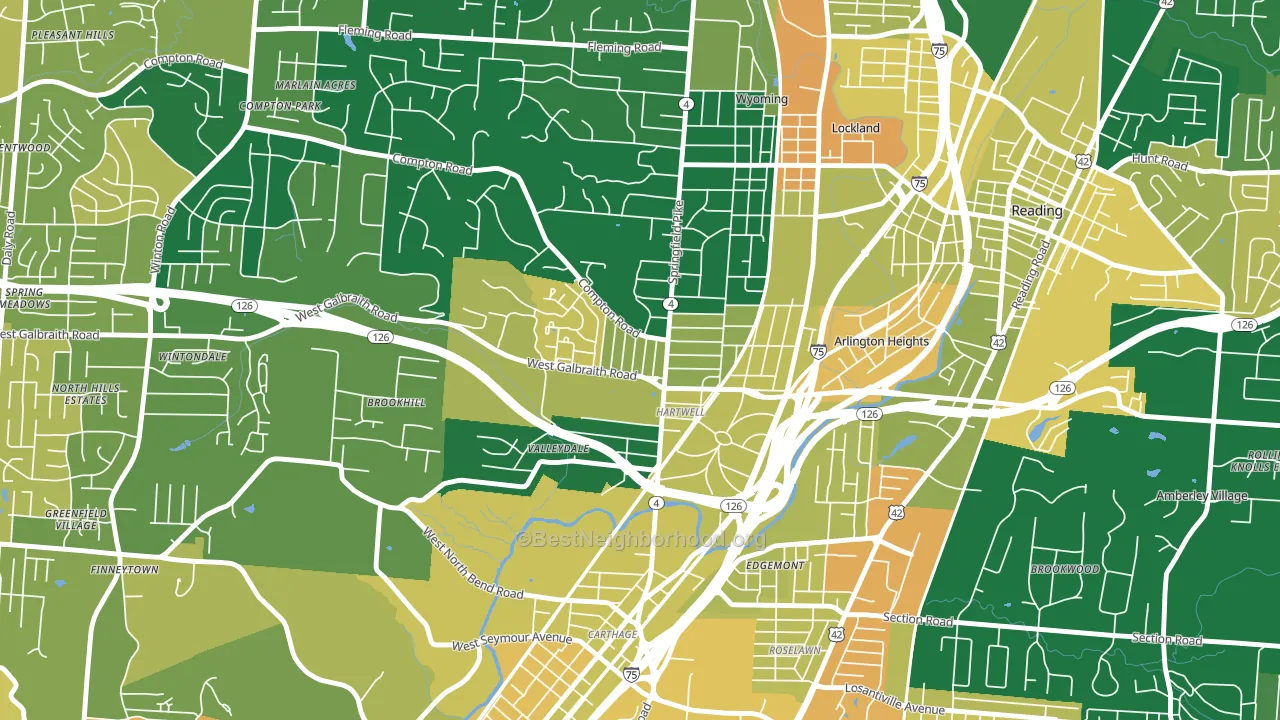 Hartwell, Cincinnati, OH block-group voter-turnout map