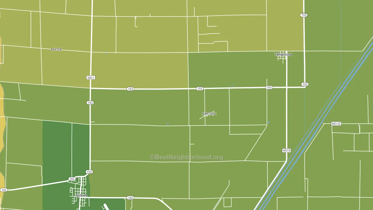 Hartzell, MO block-group voter-turnout map