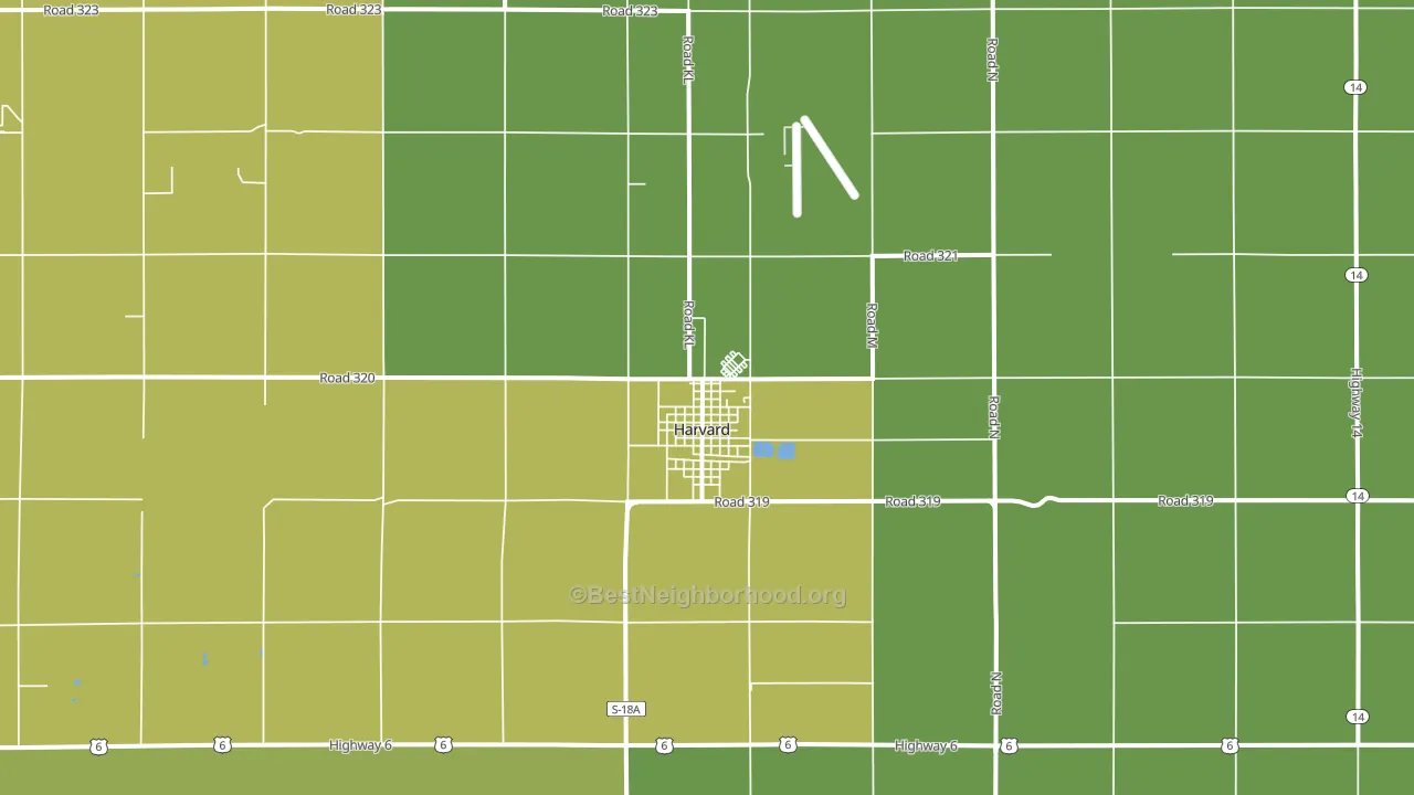 Harvard, NE block-group voter-turnout map