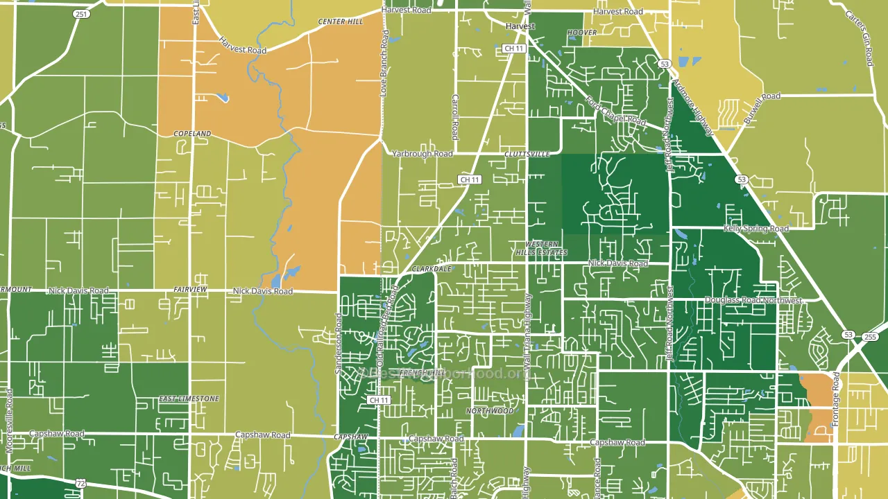 Harvest, AL block-group voter-turnout map