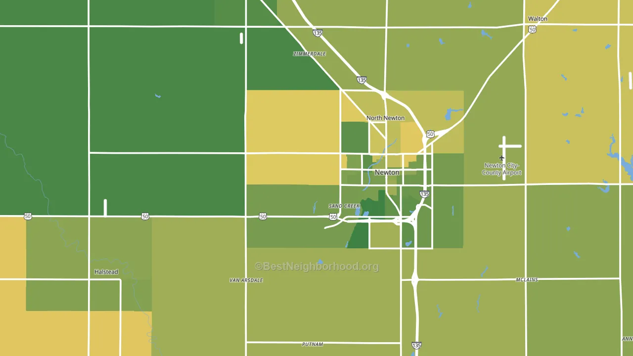 Harvey County, KS block-group voter-turnout map