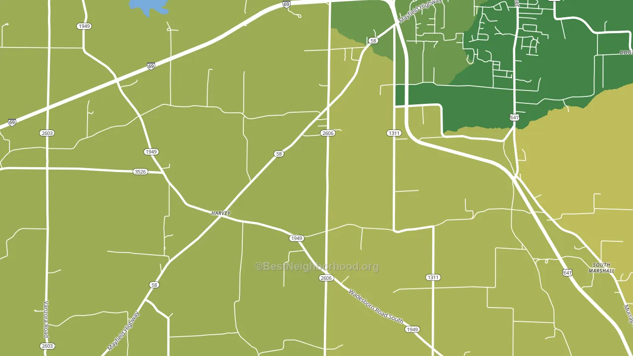 Harvey, KY block-group voter-turnout map