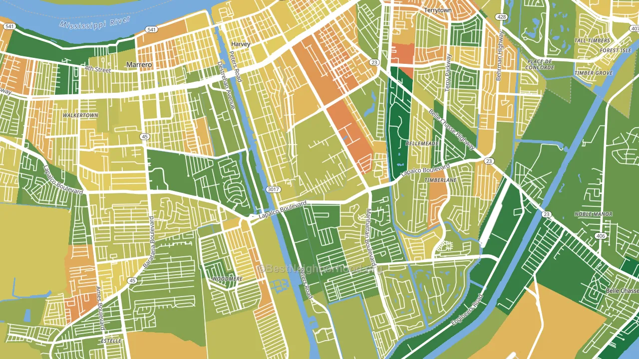 Harvey, LA block-group voter-turnout map