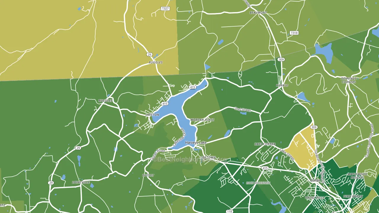 Harveys Lake, PA block-group voter-turnout map