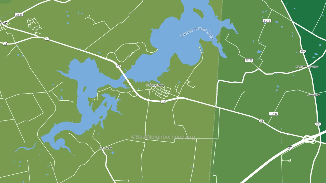 Harveysburg, OH block-group voter-turnout map
