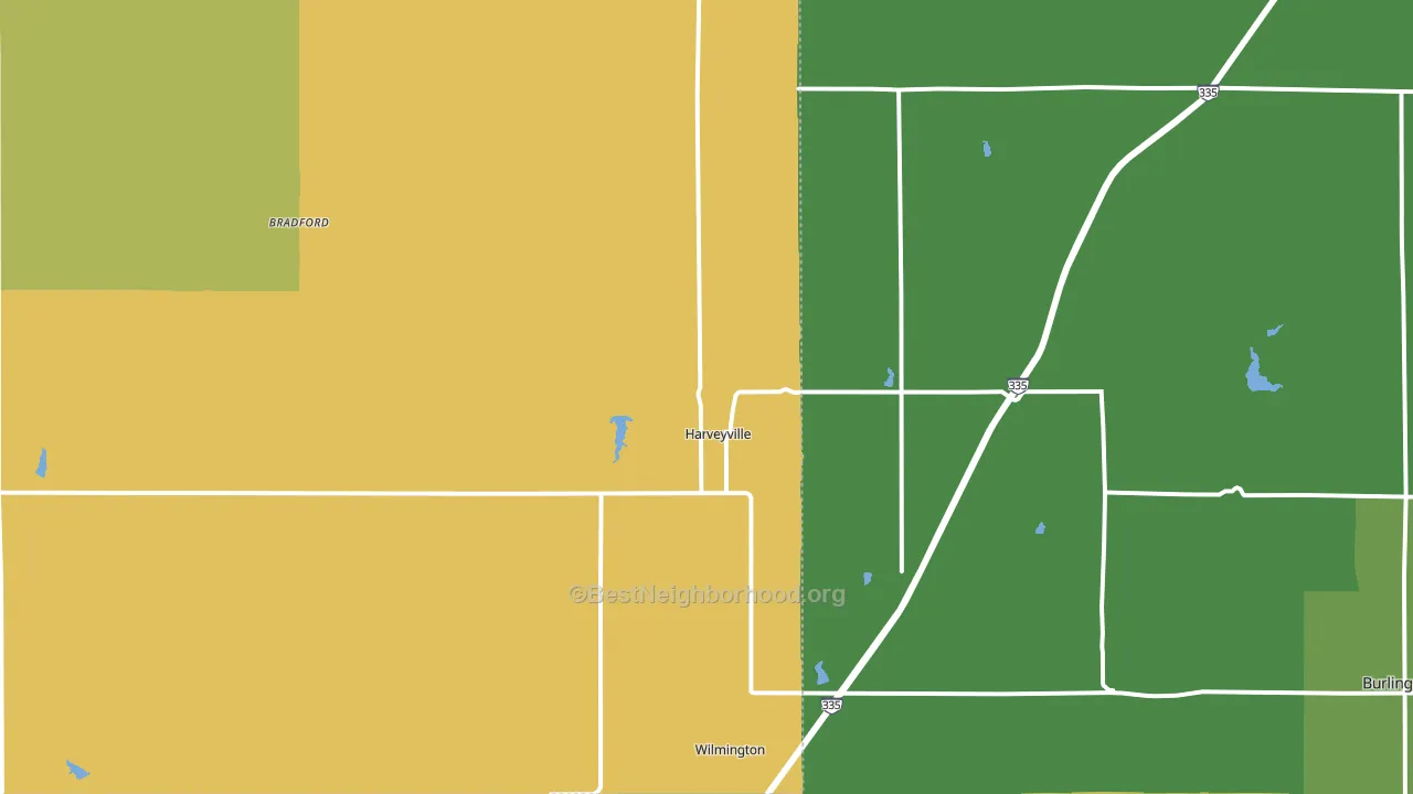 Harveyville, KS block-group voter-turnout map