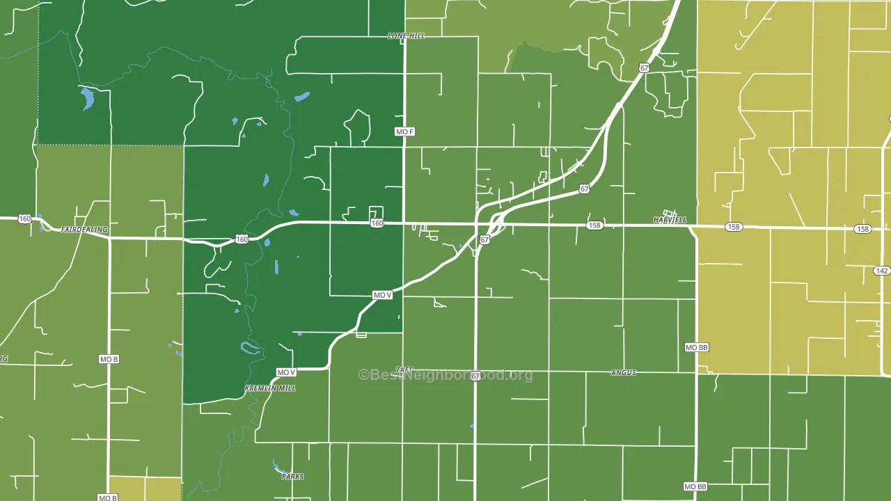 Harviell, MO block-group voter-turnout map
