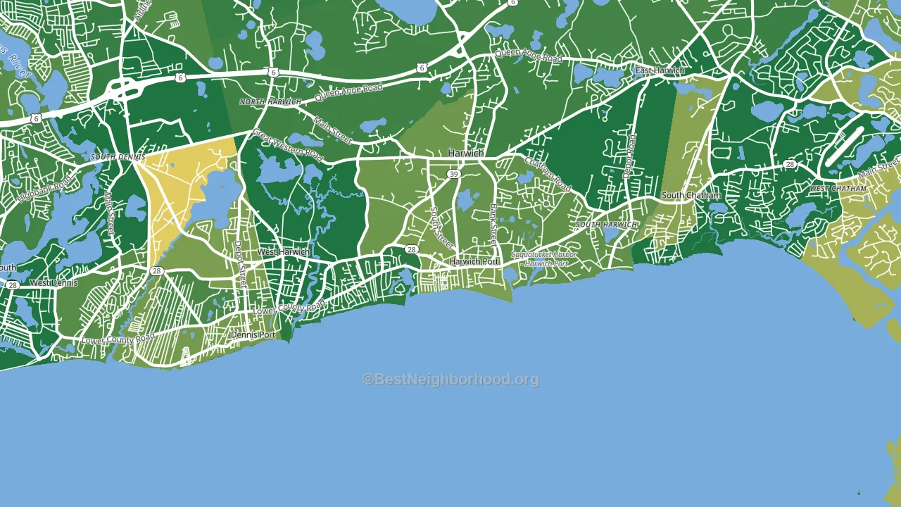Harwich Port, MA block-group voter-turnout map