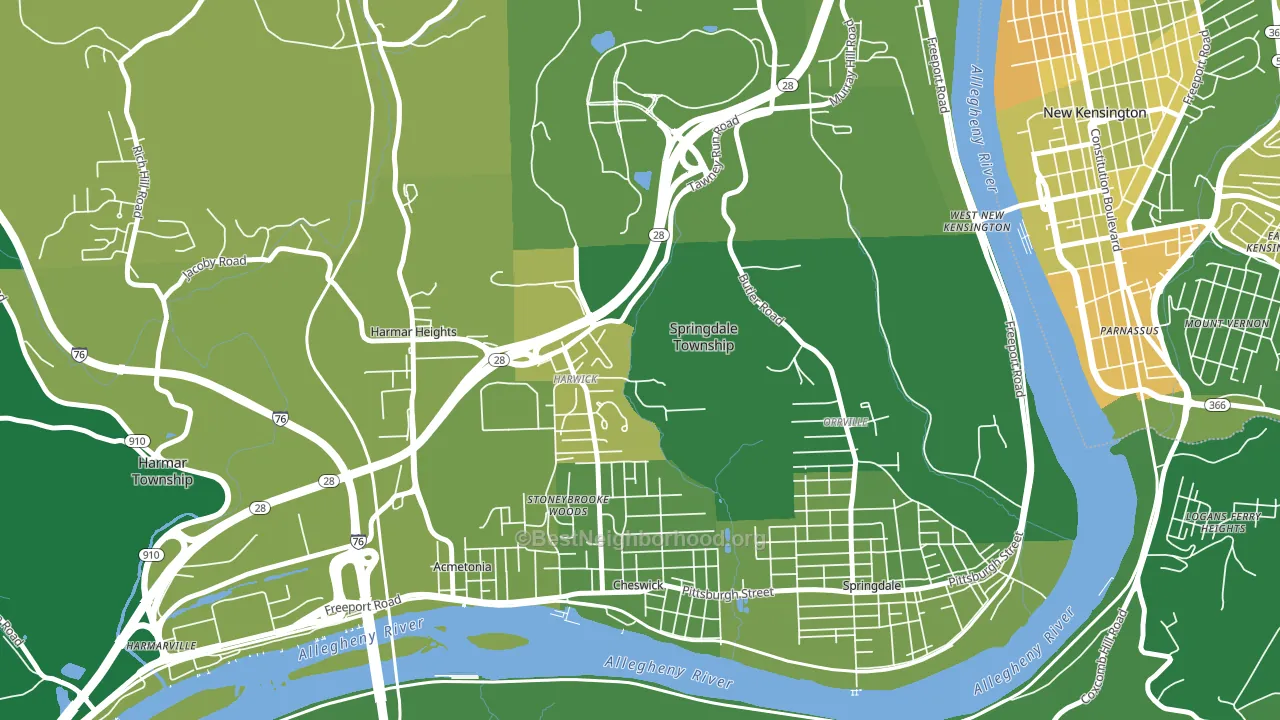 Harwick, PA block-group voter-turnout map