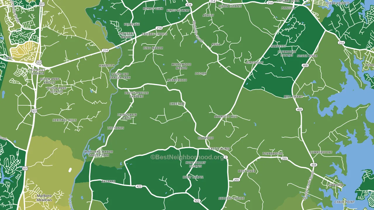 Harwood, MD block-group voter-turnout map