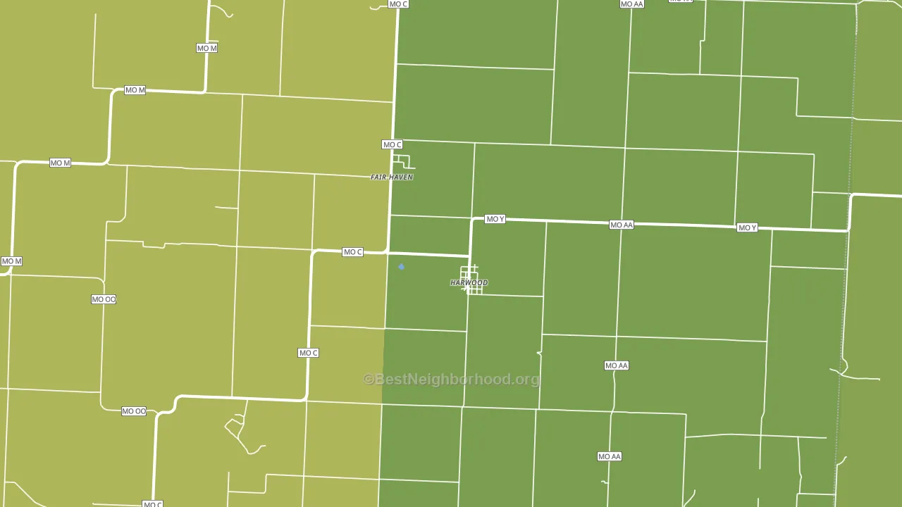 Harwood, MO block-group voter-turnout map