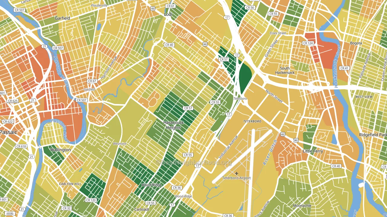 Hasbrouck Heights, NJ block-group voter-turnout map