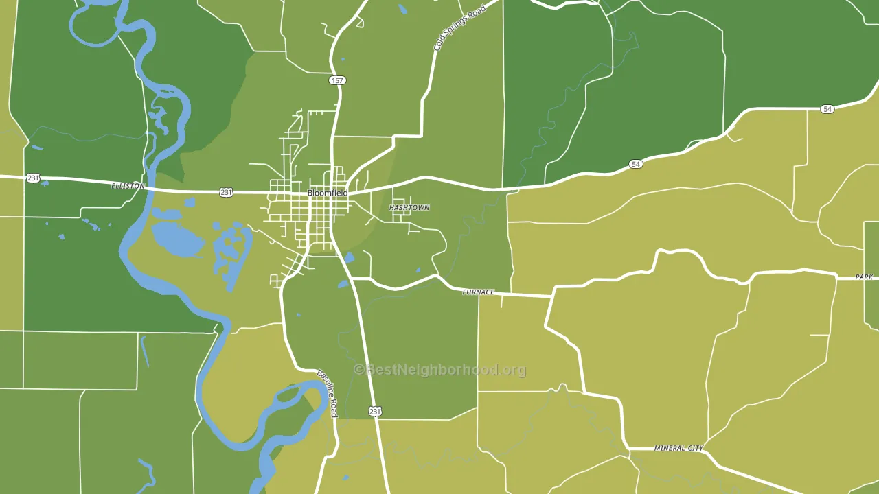 Hashtown, IN block-group voter-turnout map