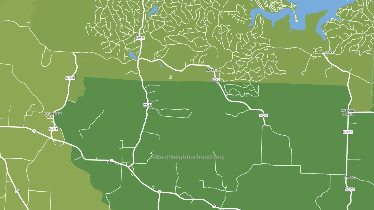Hastain, MO block-group voter-turnout map