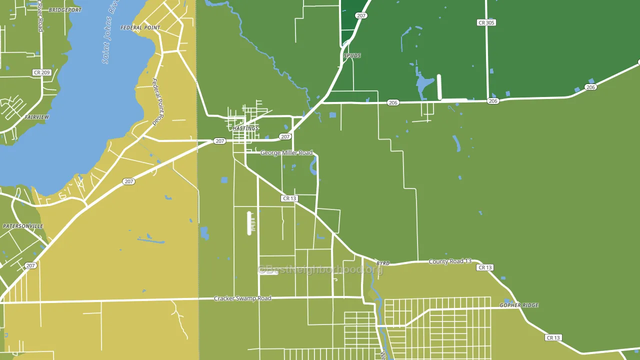 Hastings, FL block-group voter-turnout map