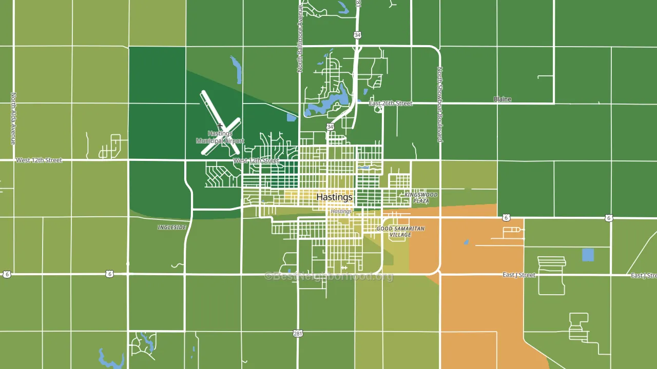 Hastings, NE block-group voter-turnout map