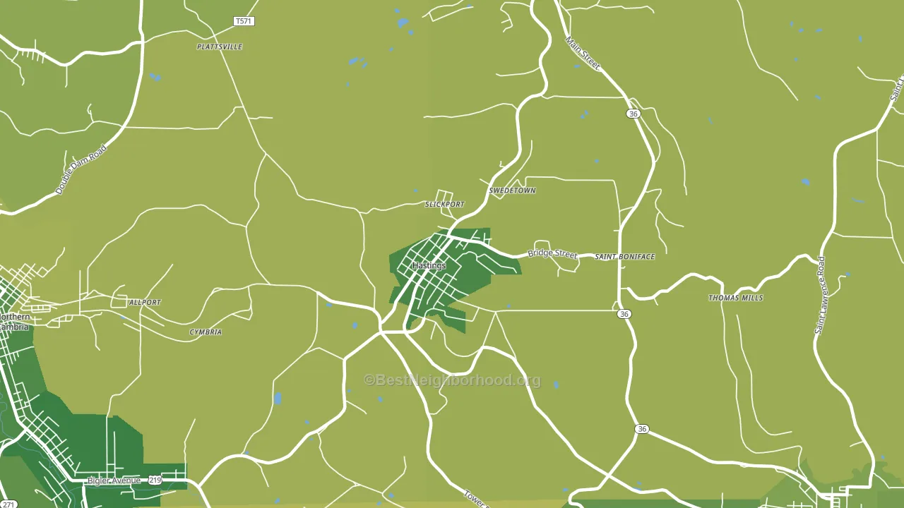 Hastings, PA block-group voter-turnout map