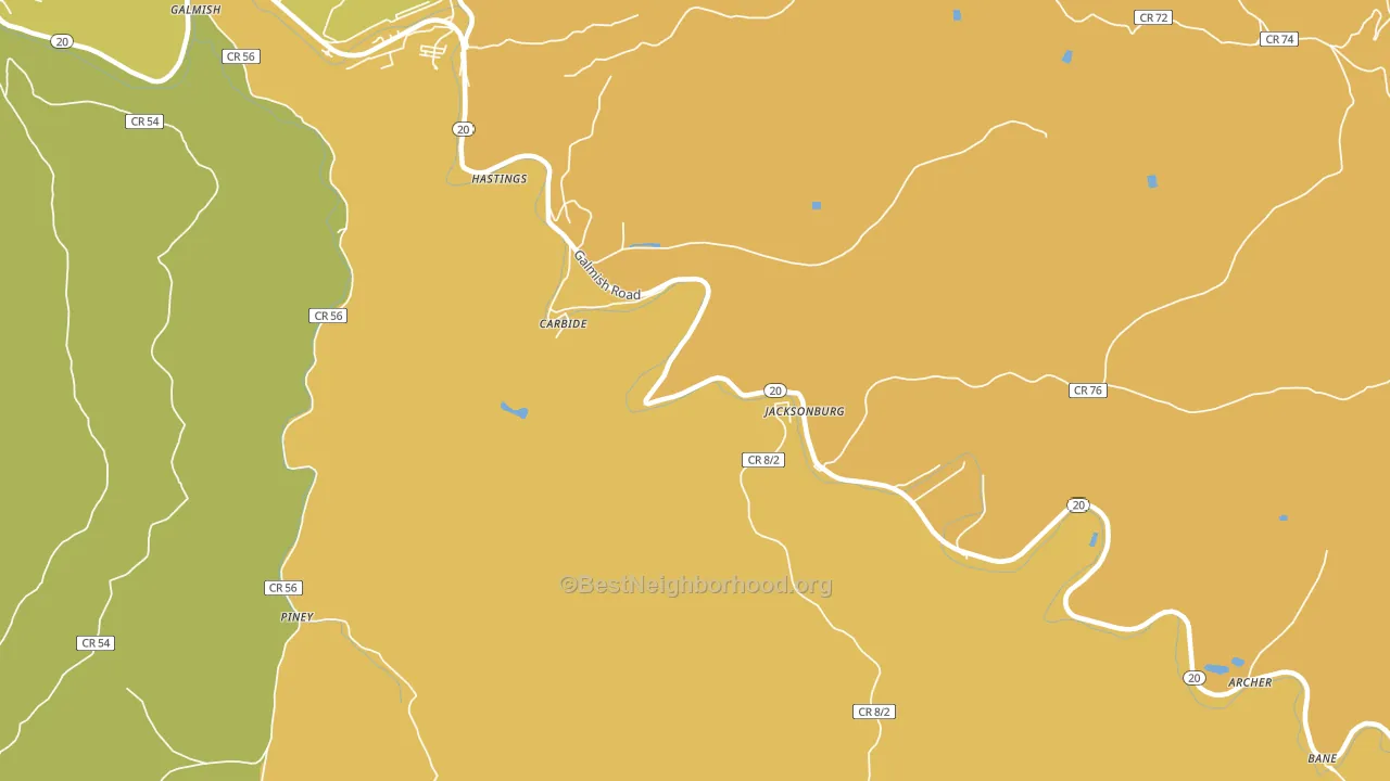 Hastings, WV block-group voter-turnout map