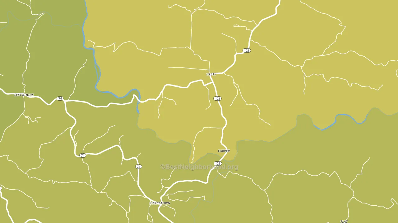 Hasty, AR block-group voter-turnout map