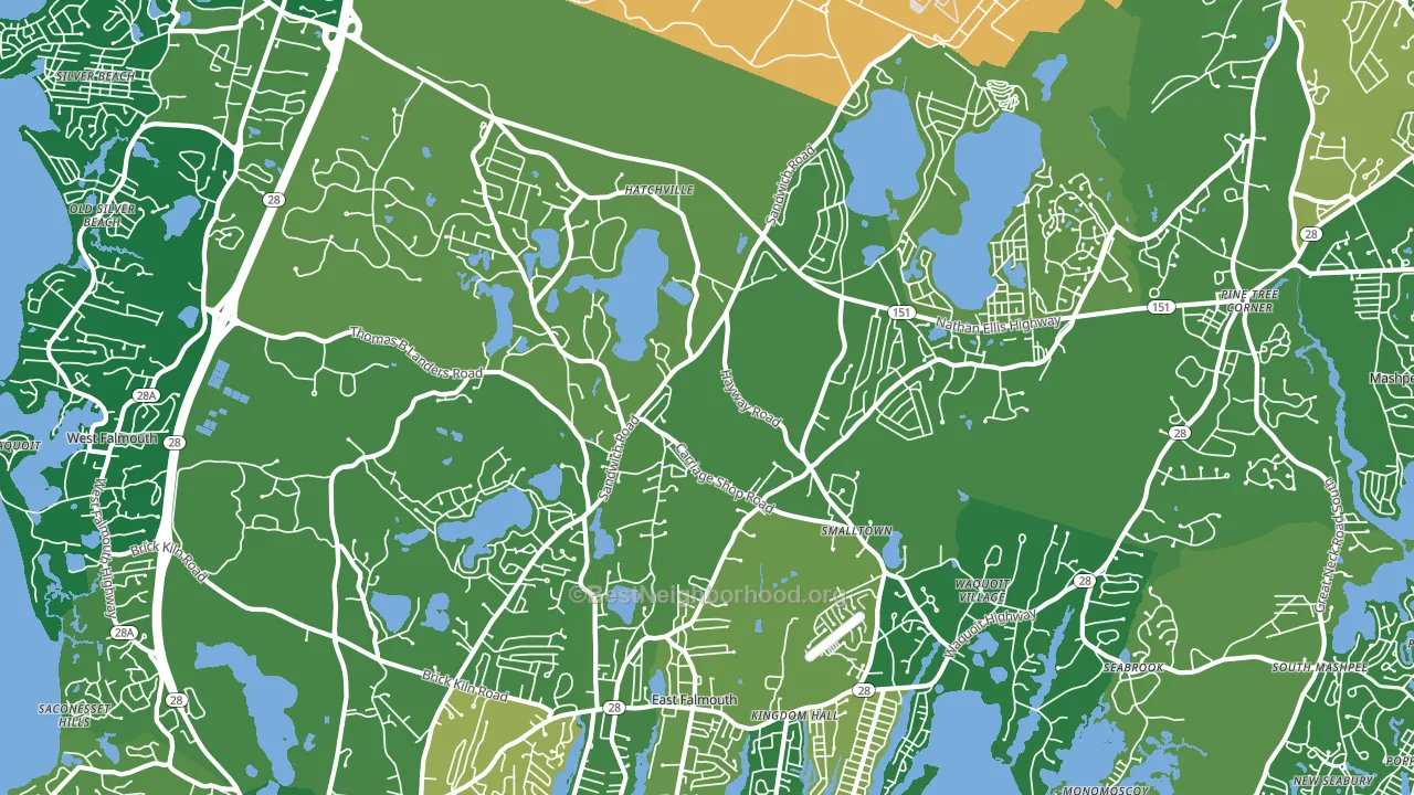 Hatchville, East Falmouth, MA block-group voter-turnout map