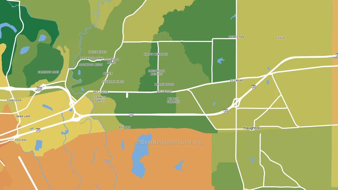 Haughton, LA block-group voter-turnout map