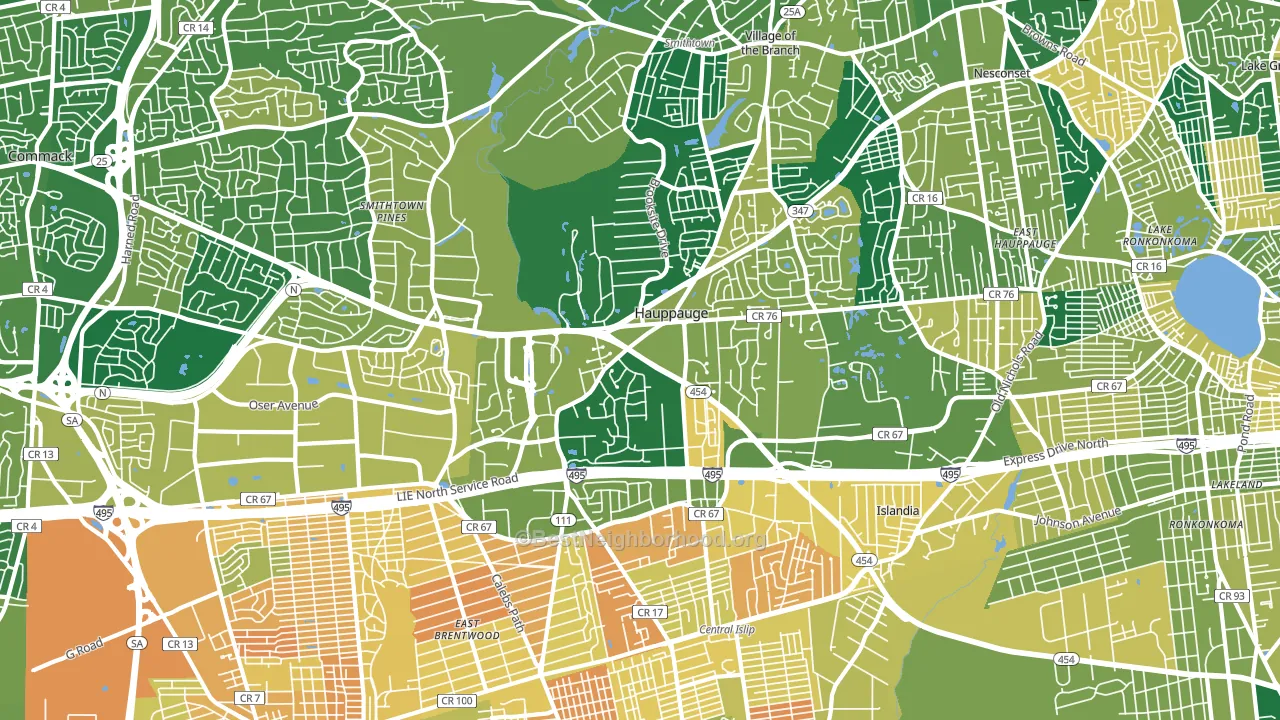 Hauppauge, NY block-group voter-turnout map