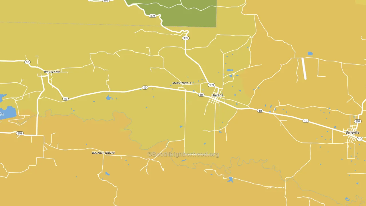 Havana, AR block-group voter-turnout map