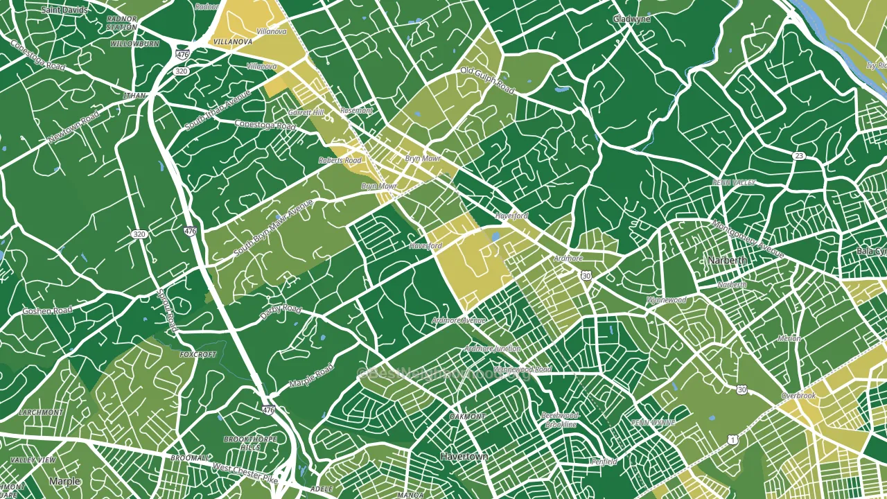 Haverford, PA block-group voter-turnout map