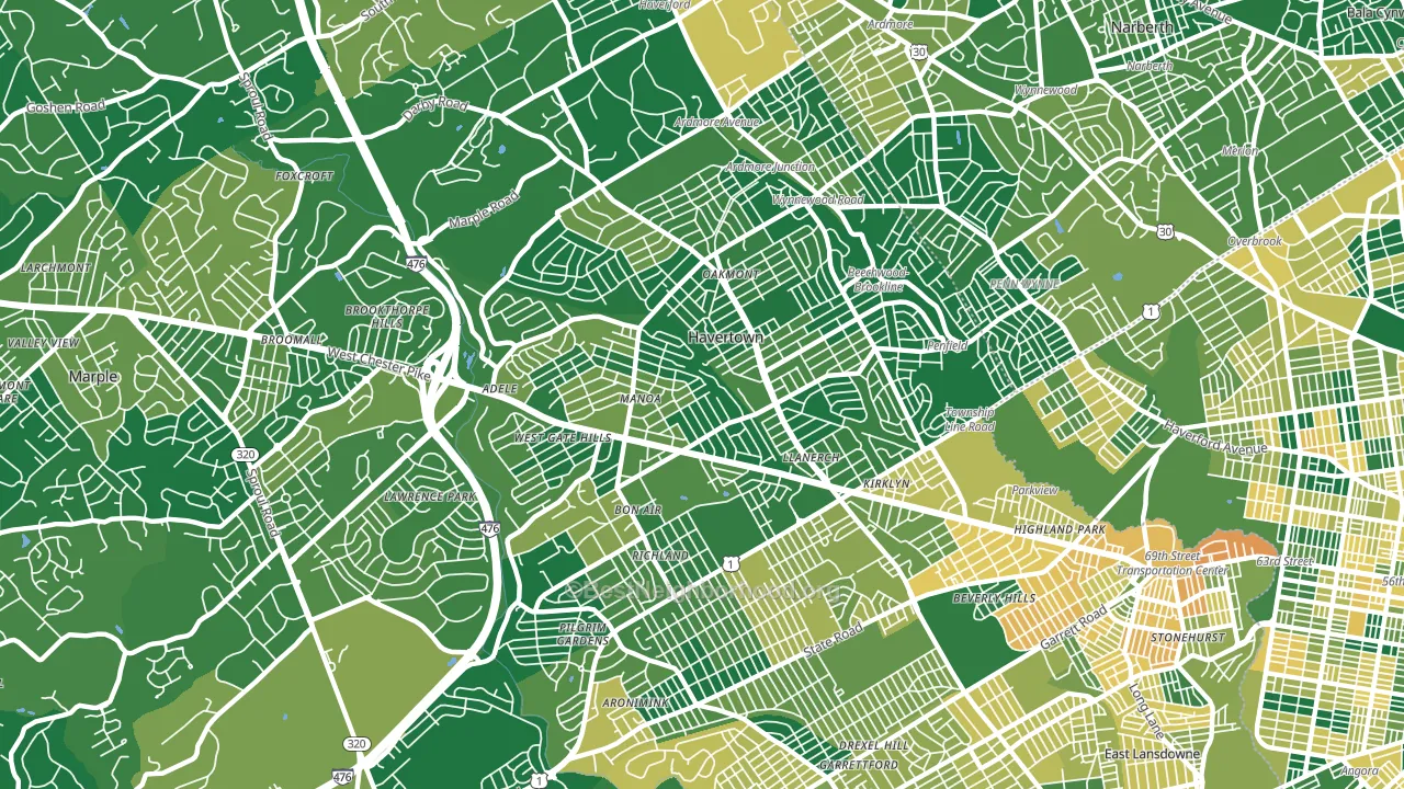 Havertown, PA block-group voter-turnout map