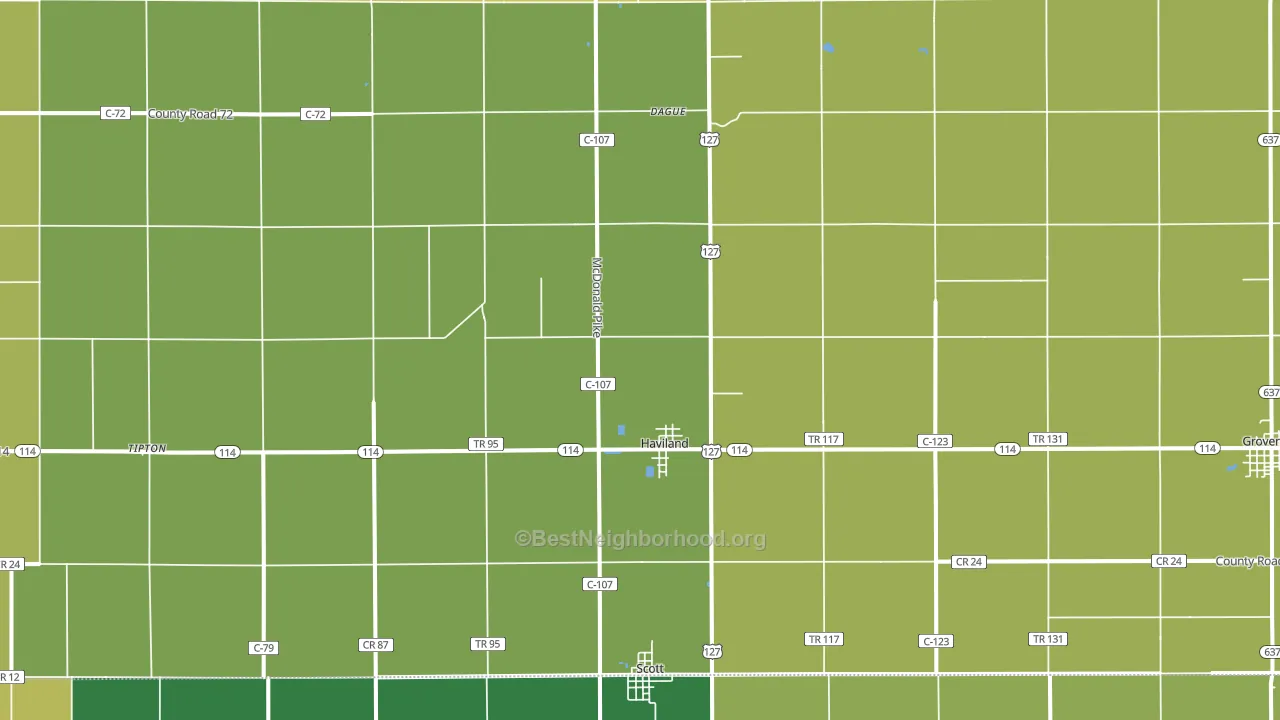 Haviland, OH block-group voter-turnout map