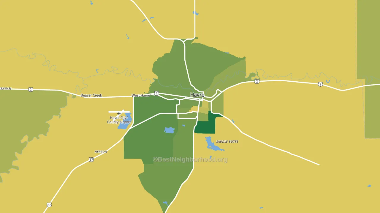 Havre, MT block-group voter-turnout map