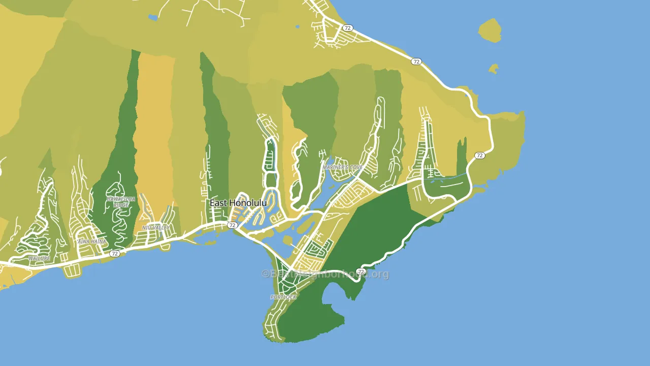 Hawaii Kai, East Honolulu, HI block-group voter-turnout map