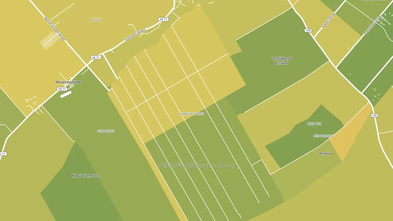 Hawaiian Acres, Keaau, HI block-group voter-turnout map