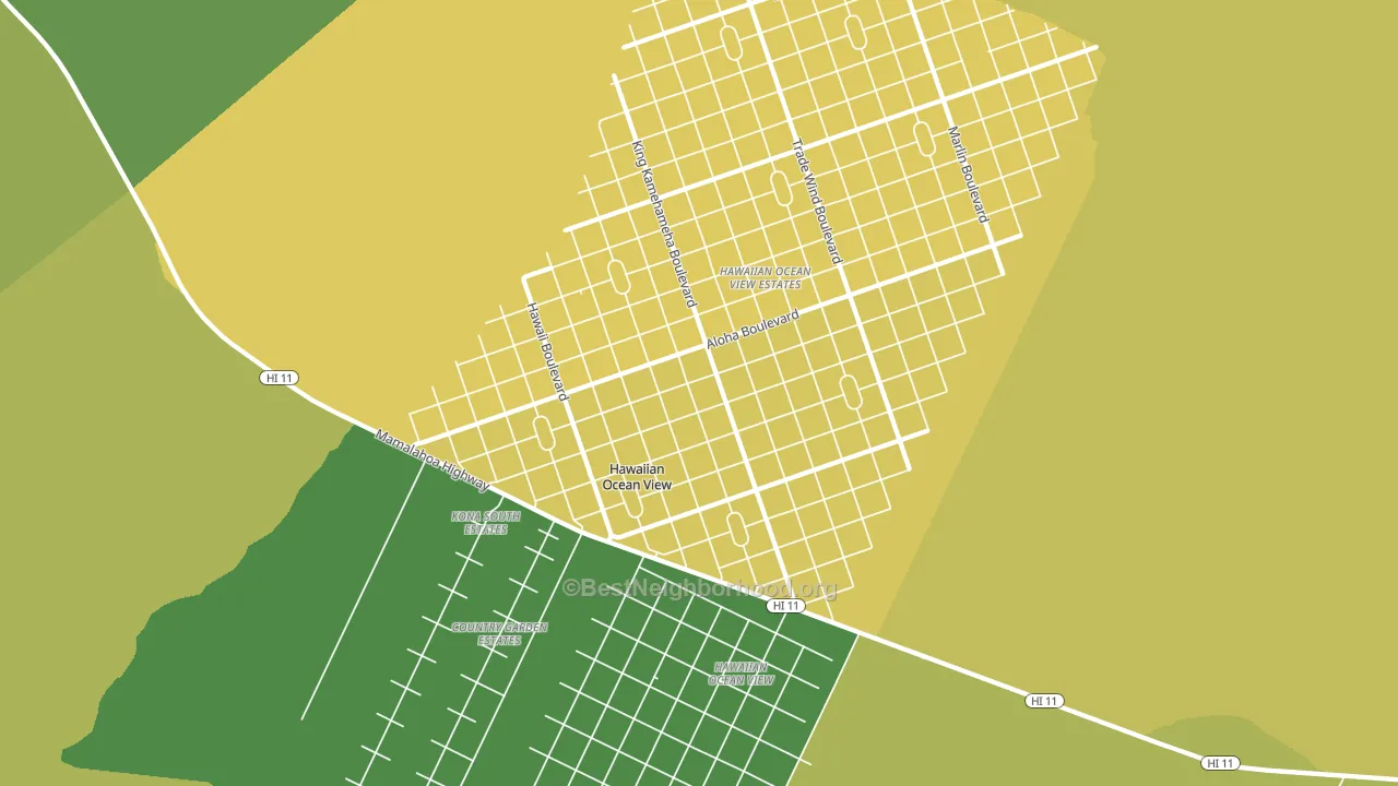 Hawaiian Ocean View, HI block-group voter-turnout map