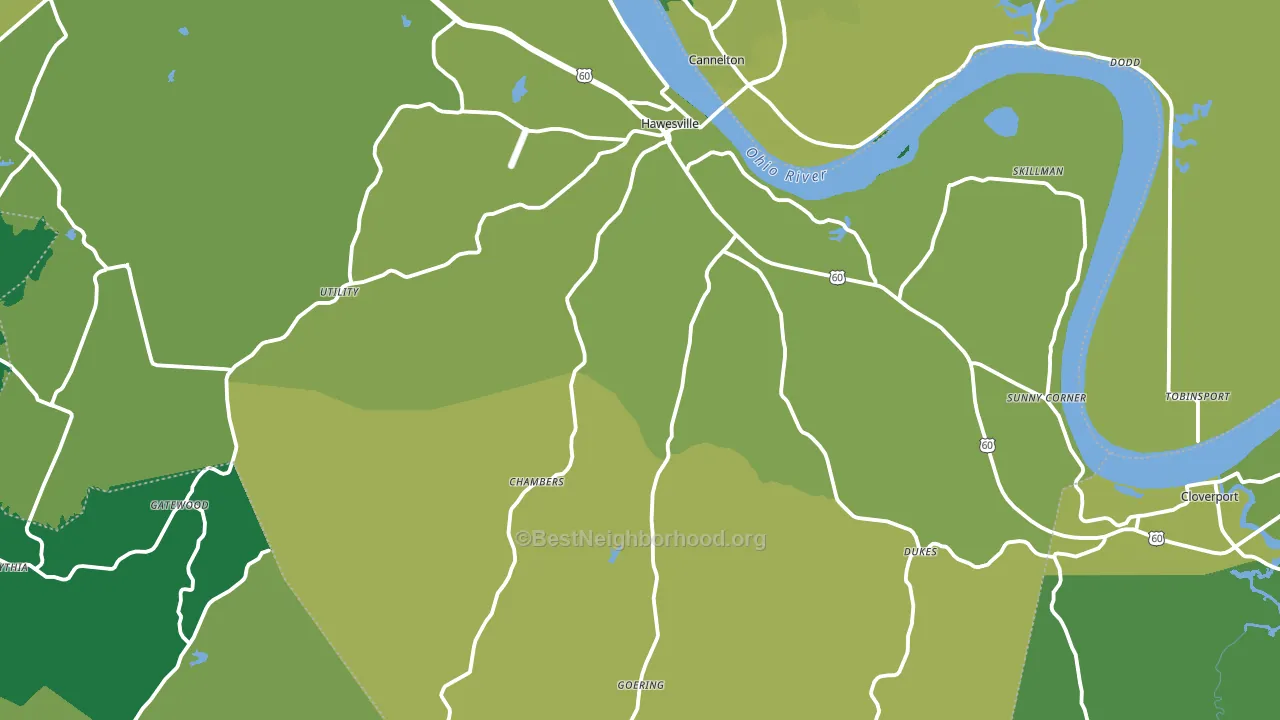 Hawesville, KY block-group voter-turnout map