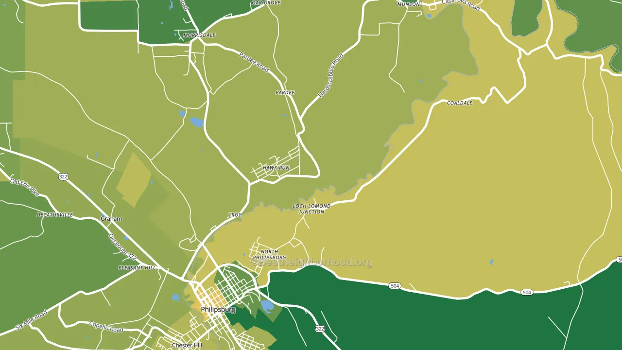 Hawk Run, PA block-group voter-turnout map