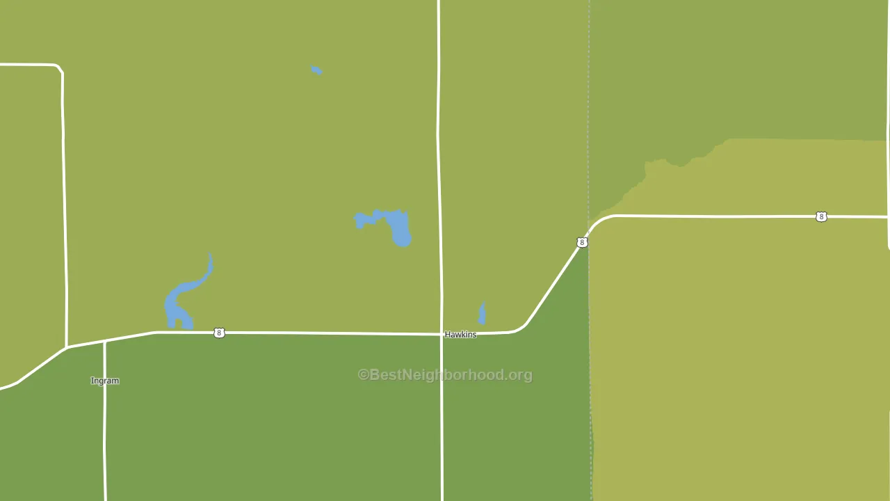 Hawkins, WI block-group voter-turnout map