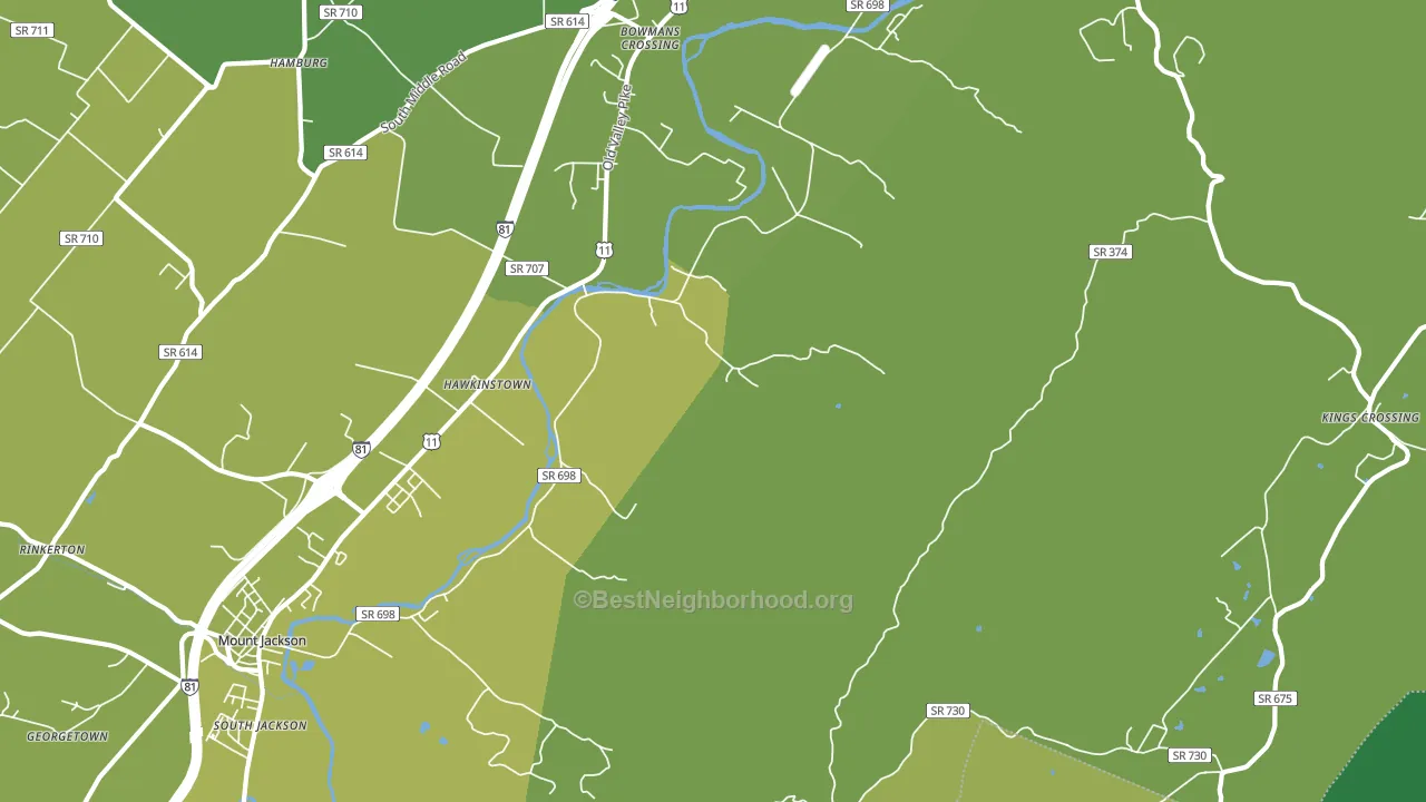 Hawkinstown, VA block-group voter-turnout map
