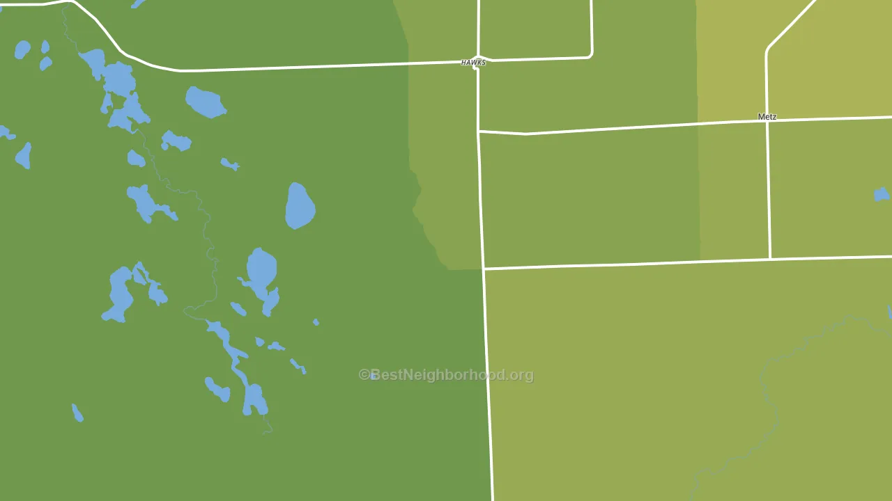 Hawks, MI block-group voter-turnout map