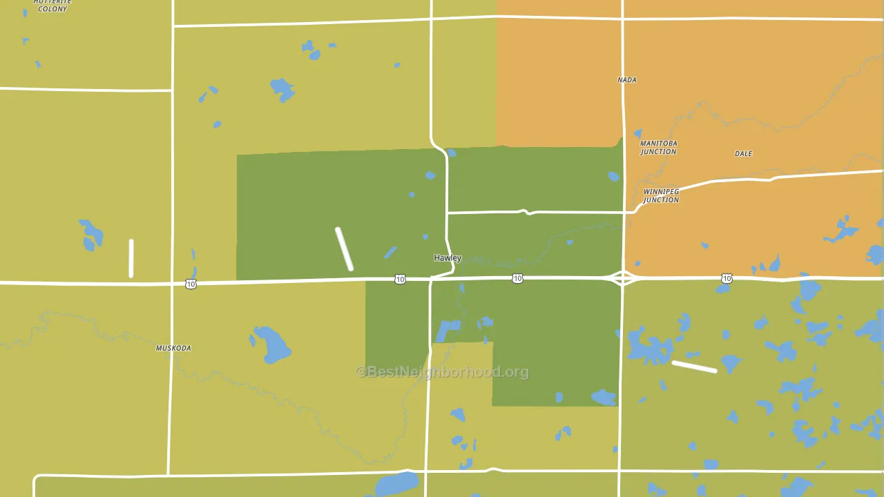 Hawley, MN block-group voter-turnout map