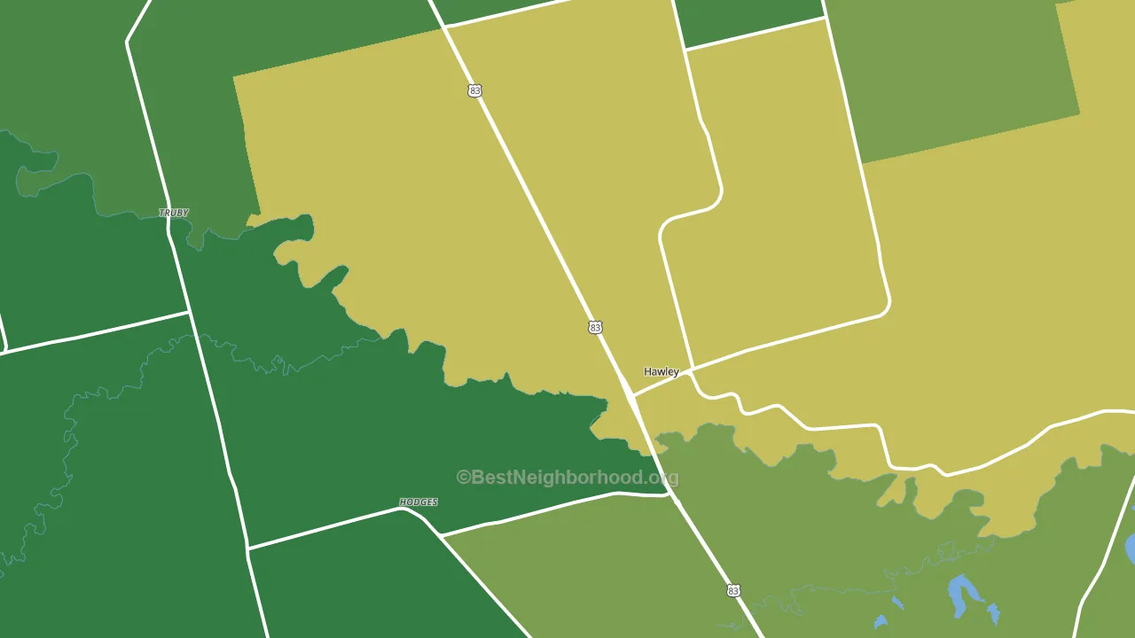 Hawley, TX block-group voter-turnout map