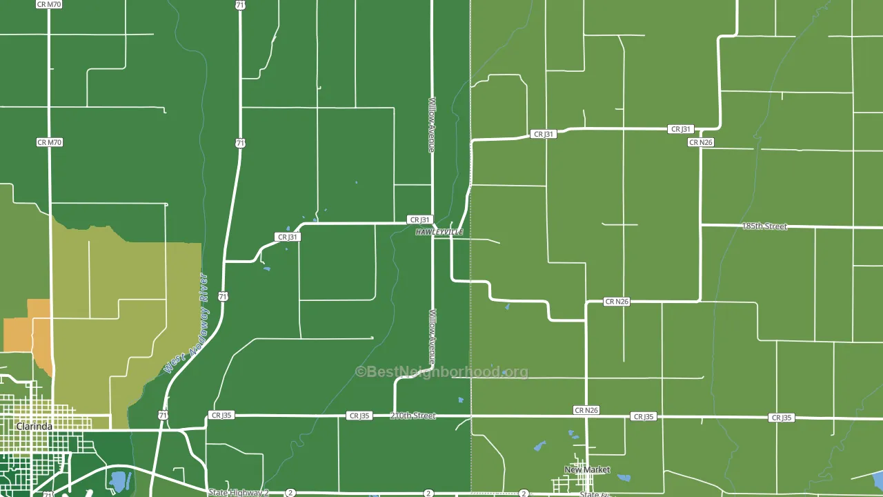 Hawleyville, IA block-group voter-turnout map