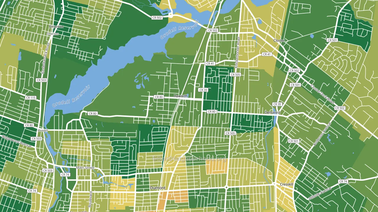 Haworth, NJ block-group voter-turnout map